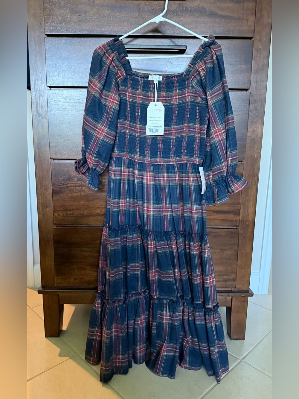 Ivy City Co. Madeline Dress in Navy Plaid